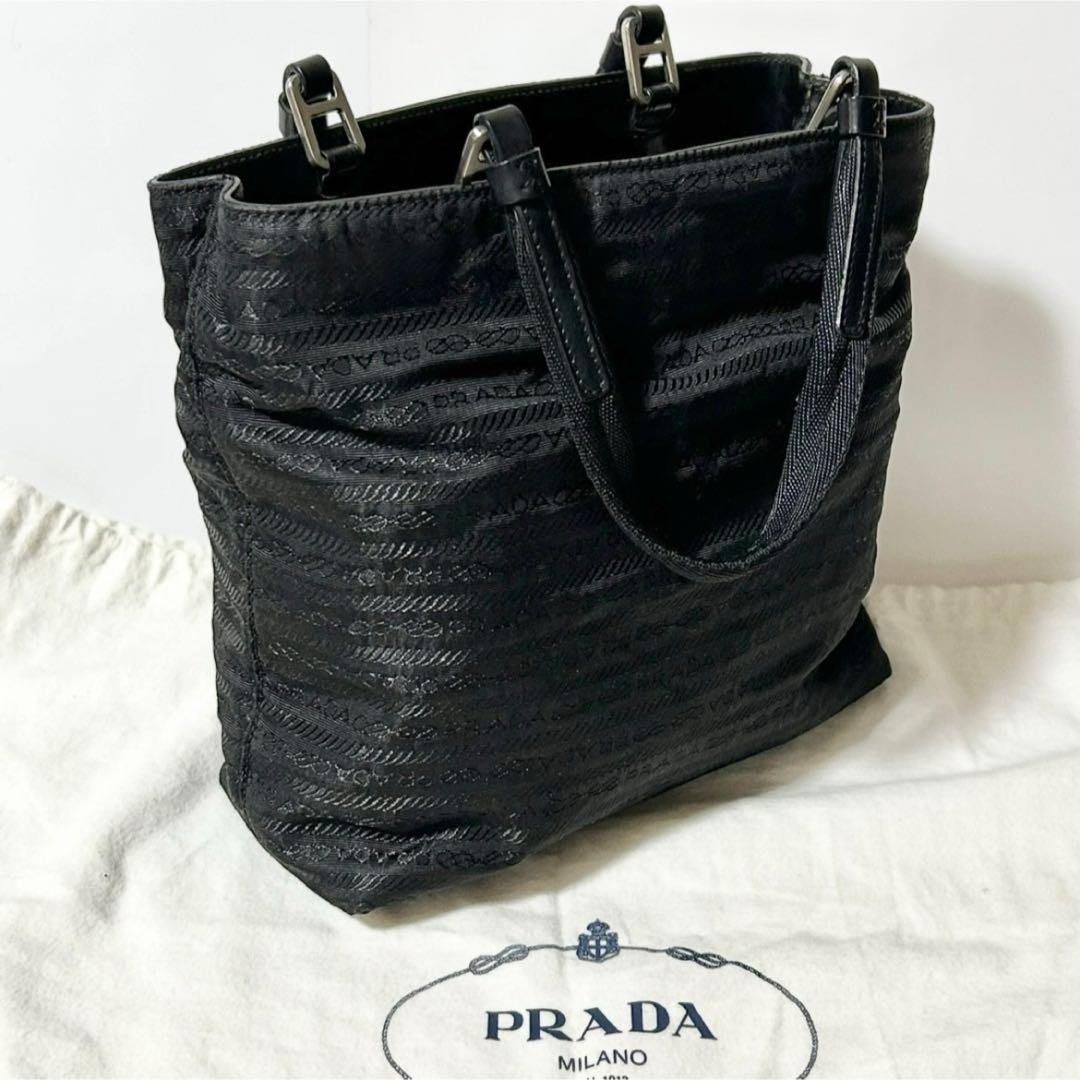 PRADA Leather Tote Bag Black Authentic Women's Handbag Excellent Condition thumbnail 8