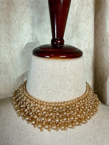 Vintage “Top Hit" Fashion Baar & Beards Inc. Faux Pearl Collar, Gloves & Roller