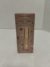 Charlotte Tilbury Glossy Nude Pink Mini ICONIC NUDE + PILLOW TALK Lip Duo NIB