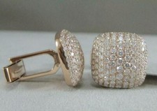 3 CT Round Cut Lab Created Diamond Men's Wedding Cufflinks 14K Rose Gold Plated