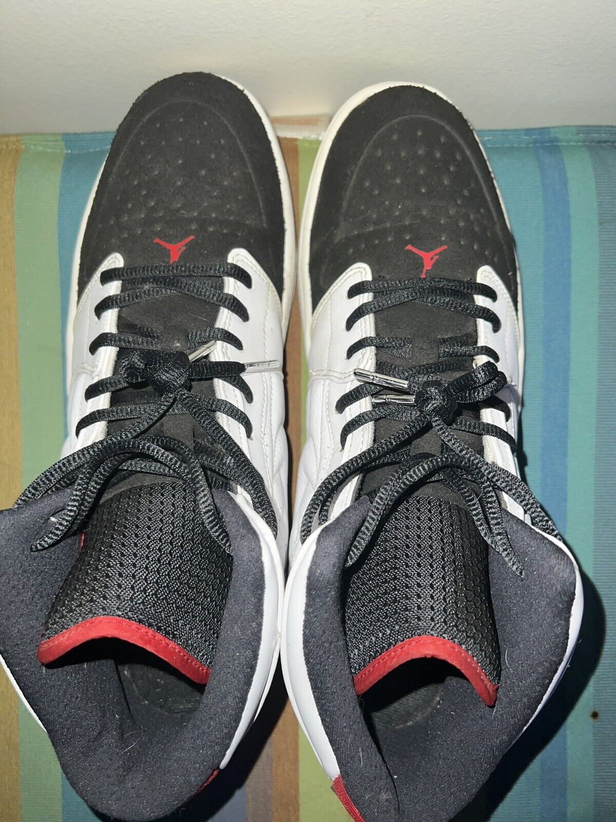 Nike Men Air Jordan 1 Retro 99 Black Toe sneaker White Black 654140-101  Size 14