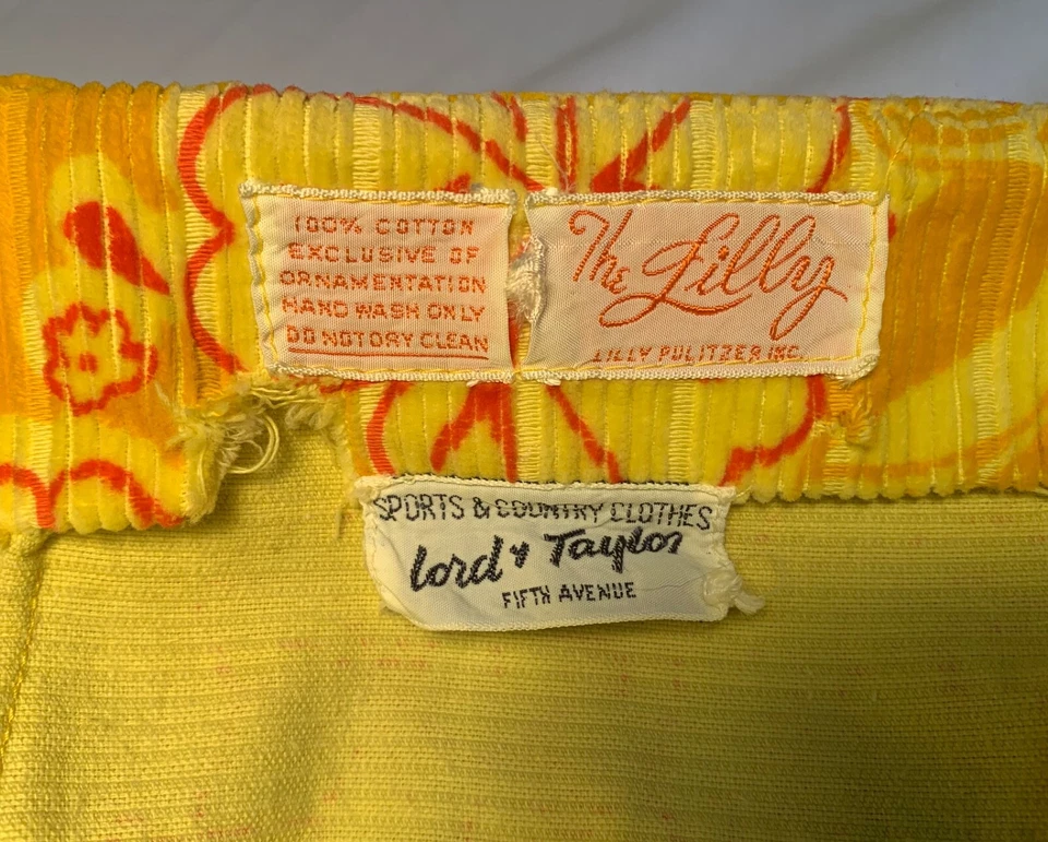 Винтажная женская юбка 70-х LILLY PULITZER вельветовый цветочный принт - размер S - Изображение 2 из 4