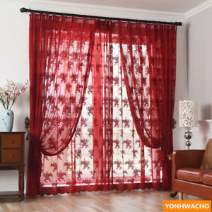red sheer curtains 84 length