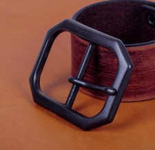 SOLID BLACK RECTANGULAR CENTER BAR BELT BUCKLE REPLACEMENT FITS 1-1/2" BELTS