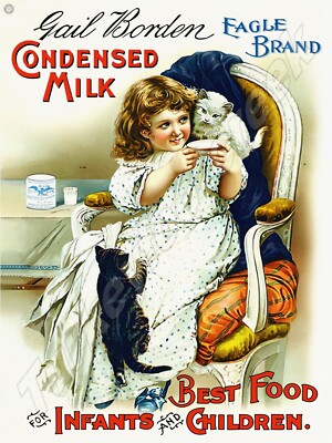 Eagle Brand Gail Borden Condensed Milk 9'' x 12'' Metal Sign