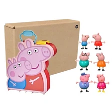 BN: Rare Granny pig & Grandpa Pig W/ Peppa Pig Family 4 Figures & Organize Box