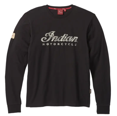 Indian Motorcycle Men's Long Sleeve Script Logo T-Shirt Black