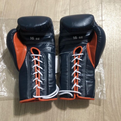 Winning Boxing Gloves CO-MS-600 Professional Type 16 oz Navy Orange Lace-up - Picture 3 of 5