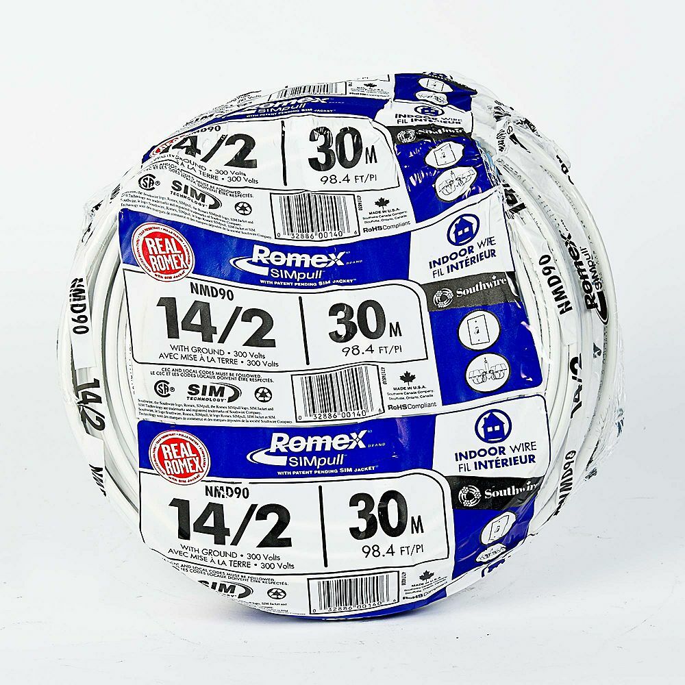 keen 14/2 NMD90 30M Romex SIMpull Electrical Wire - White, made by