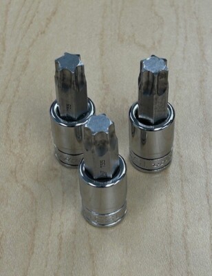 Snap On 3pc 3/8'' Drive TORX T55 Standard Bit Socket Driver lot