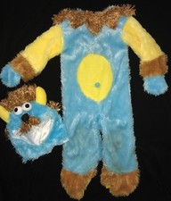 baby boy blue FURRY MONSTER HALLOWEEN COSTUME 2 PC 6-12 months HEAD PIECE cute