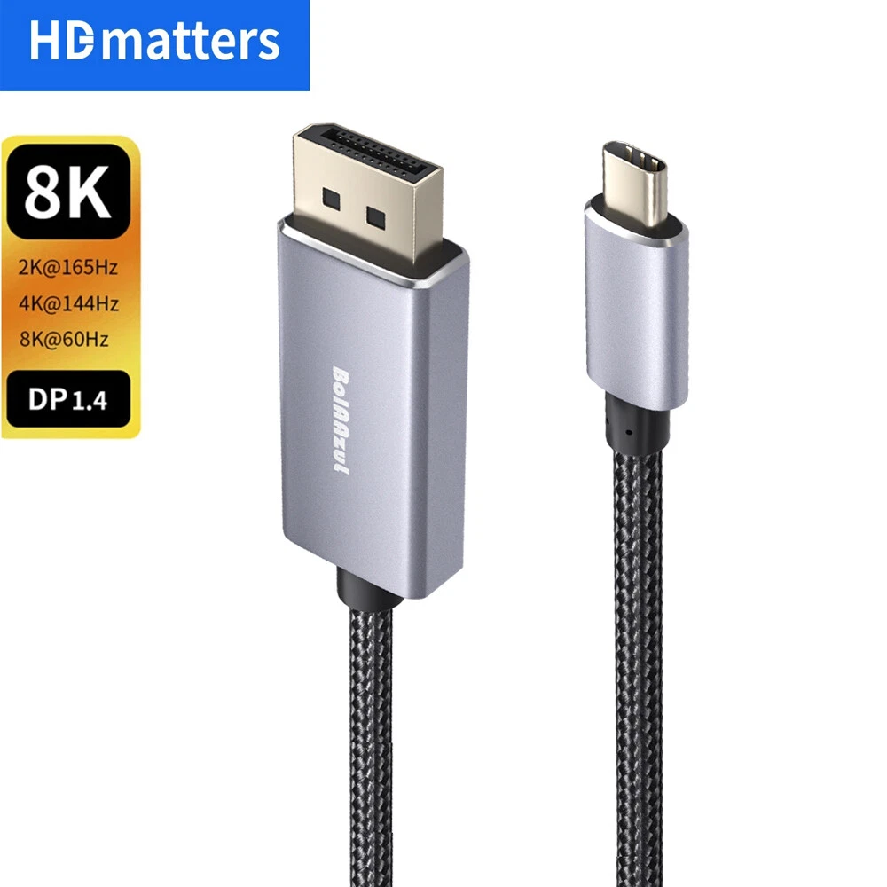 Cable Matters USB C to DisplayPort 1.4 Cable (USB-C to DisplayPort Cable,  USB C to DP Cable) Supporting 8K 60Hz in Black 6 ft - Thunderbolt 4 /USB4