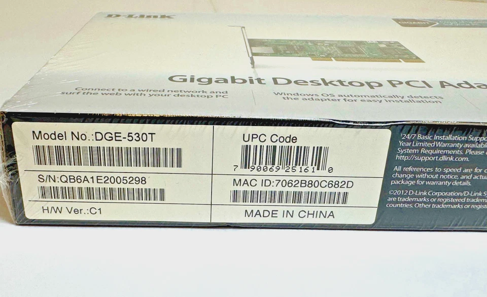 D-Link DGE-530T 10/100/1000 Gigabit Wired Ethernet Network PCI Adapter- Sealed - Image 4 of 4