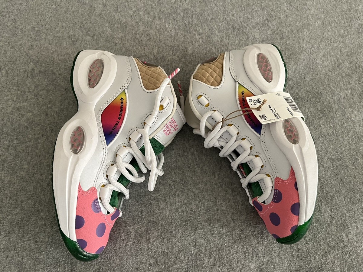 Reebok Candy Land question mid mens size 11 nwt NEW RETRO REEBOK QUESTION MID CANDY LAND WHITE PINK GREEN 7Y  main image 2