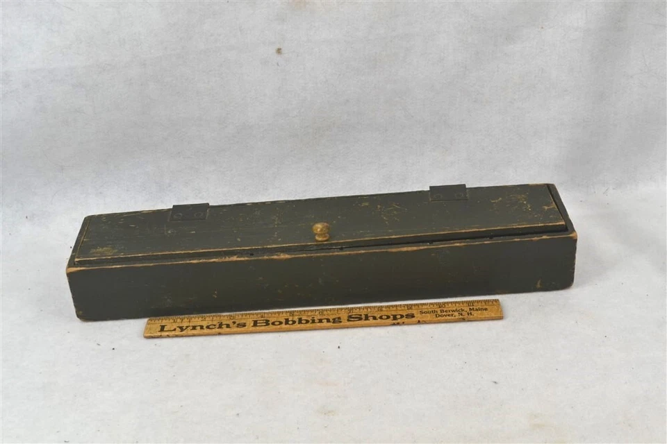 antiguo cubículo caja dividido 17x4x2,5 antiguo pintura verde estantes de pared 19º original Foto 2 de 4