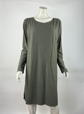 Eileen Fisher Organic Cotton Hemp  Dress Women L EUC Long Sleeve Scoop neck