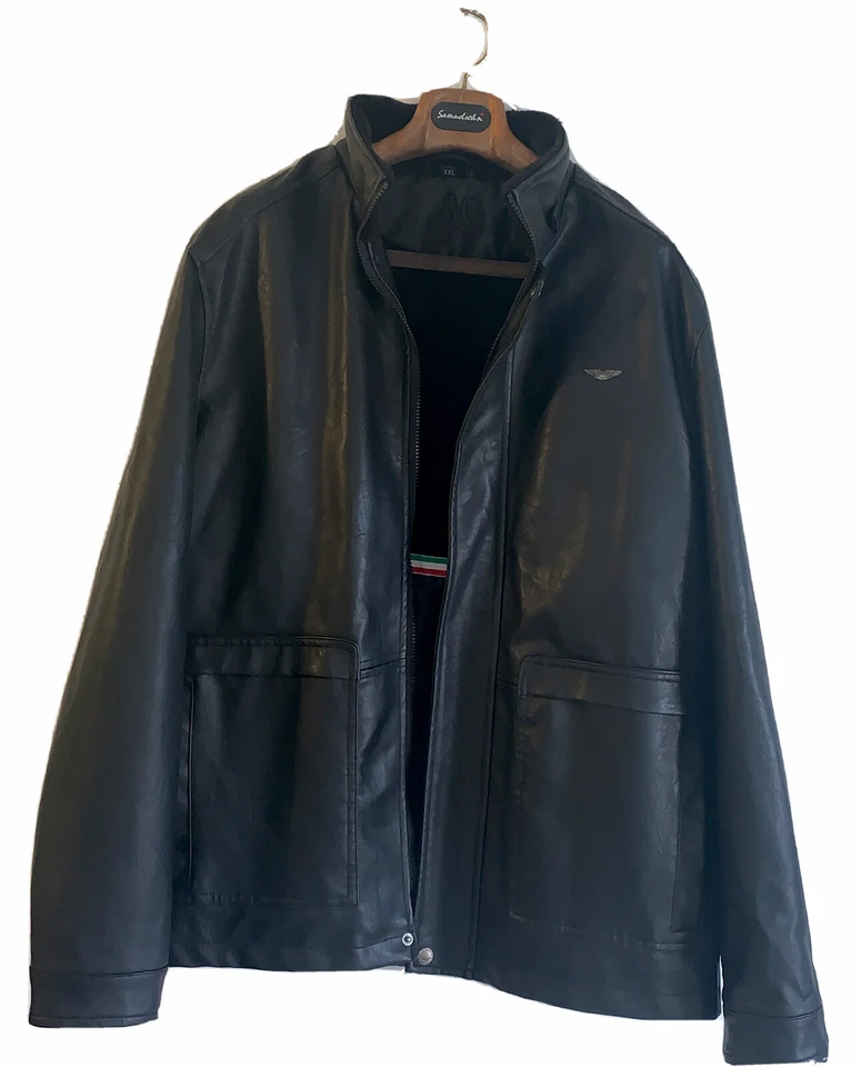Chaqueta de cuero para hombre AC colección de lujo talla XXL ITALIA CREMALLERA NEGRA Foto 2 de 4