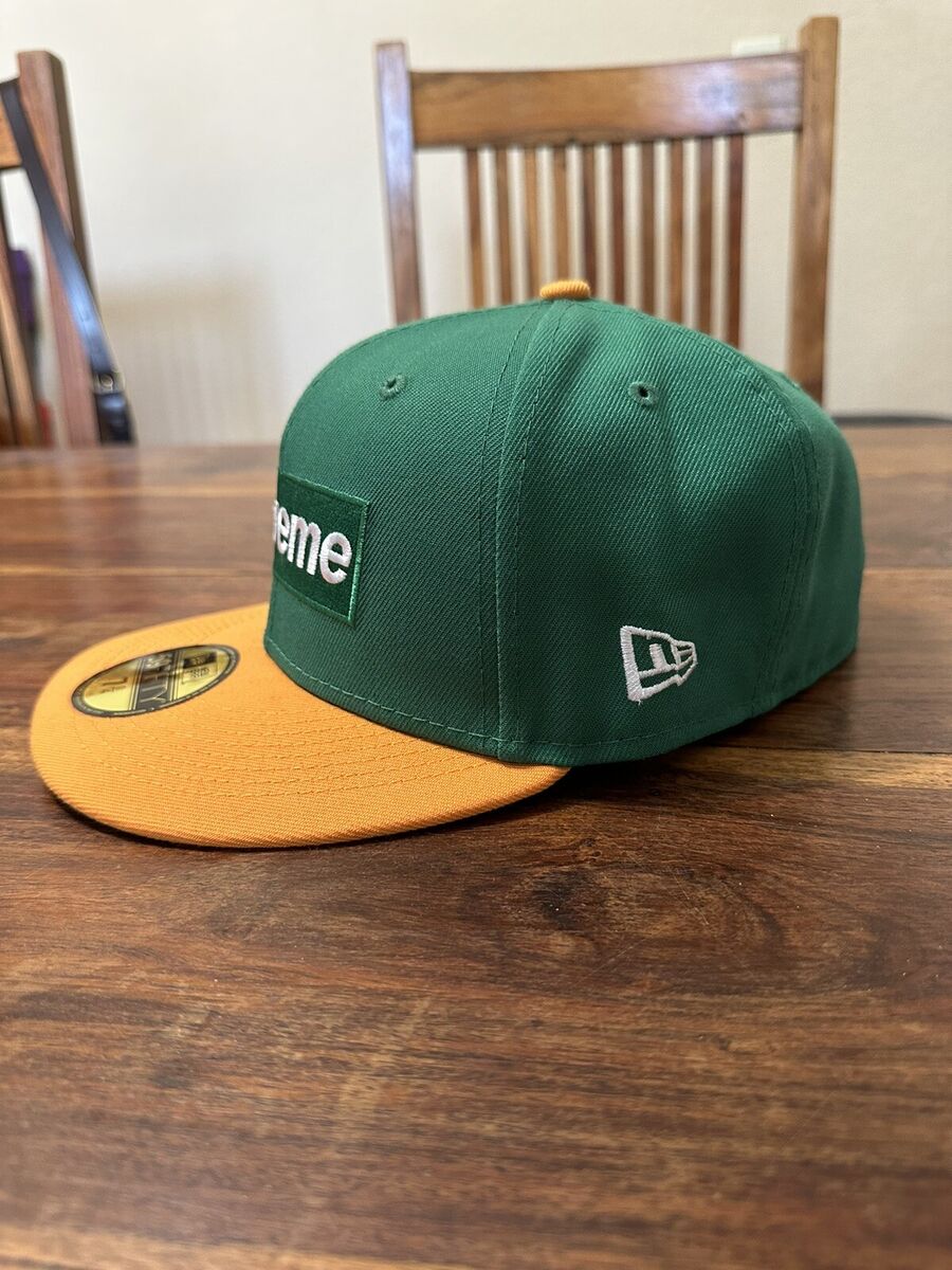 SUPREME 2-TONE BOX LOGO NEW ERA 59FIFTY 7 1/4 GREEN YELLOW hat cap ss22  fitted