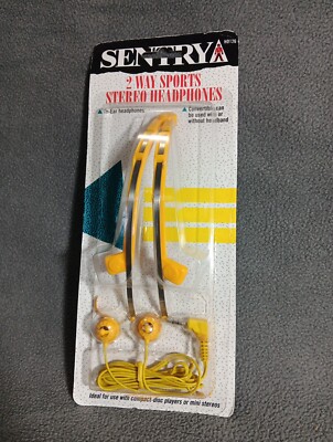 VTG Sentry 2-Way Sports Stereo In-Ear Yellow Headphones 3.5mm Jack H0126 SEALED 