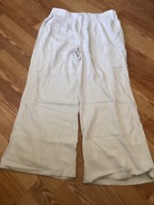 NWT Asos Designs Beige Pleated Side Elastic Wide Leg Pants Size 14
