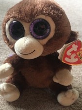 Ty Beanie Boos COCONUT the Monkey w/ Purple Glitter Eyes 6” Beanbag Plush