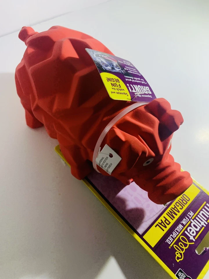 Multipet Squeeze Origami Pal Pigg Latex Dog Toy Red NEW!!! - Image 3 of 4