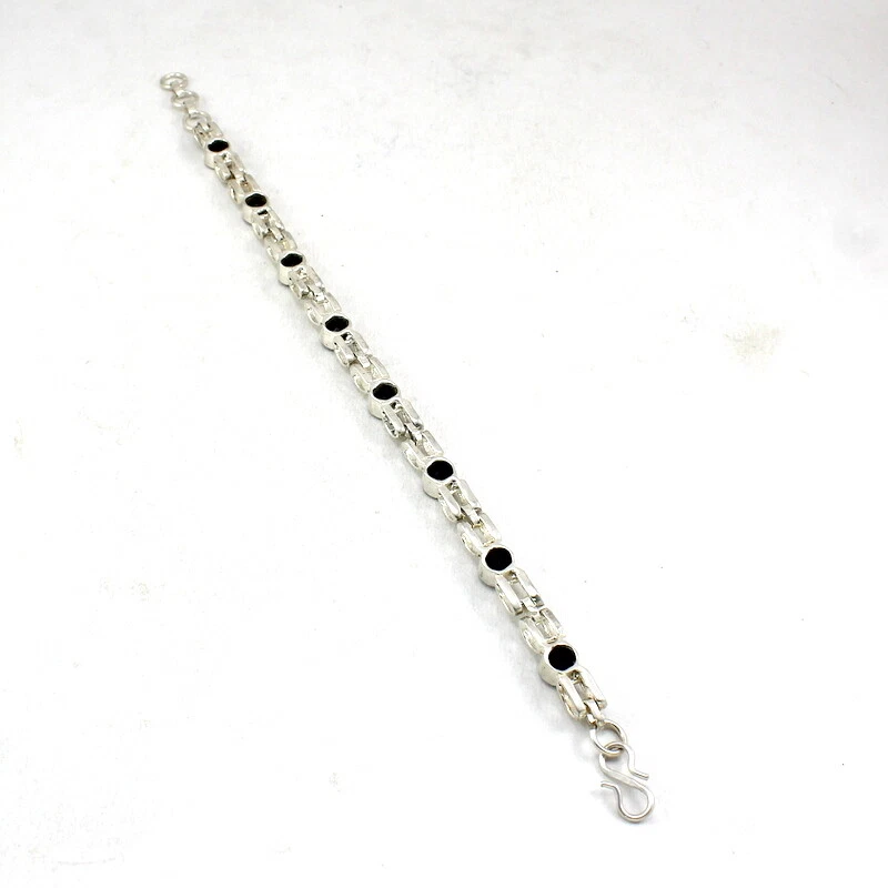 Pulsera Piedras Preciosas Iolita Natural Hecha a Mano Forma Redonda Corte Briolette Joyería Foto 3 de 4