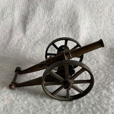 Vintage Miniature Brass Cannon 6 1/2" Long 3" Tall All Metal