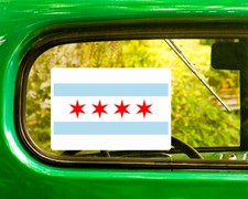 CHICAGO CITY FLAG DECAL 2 Stickers Illinois Bogo For Car Bumper Truck 4x4