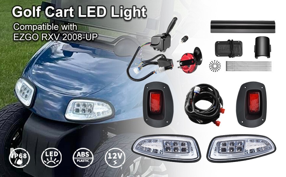 EZGO RXV Golf Cart Light Kit 12V Street Legal Part+Horn Turn Signal Fit 08-15Y
