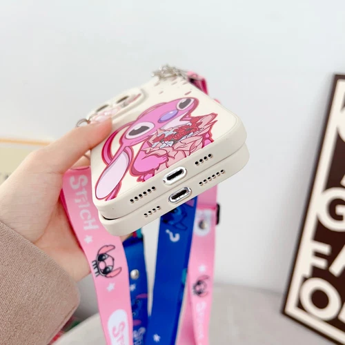 Custodia cinturino supporto punto rosa cartone animato 3D per iPhone 16 Pro Max 15 14 13 12 - Foto 7 di 14