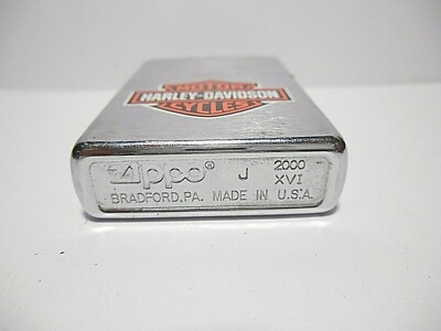 VINTAGE ZIPPO 2000 J-XVI HARLEY DAVIDSON CHROME FLIP TOP CIGARETTE