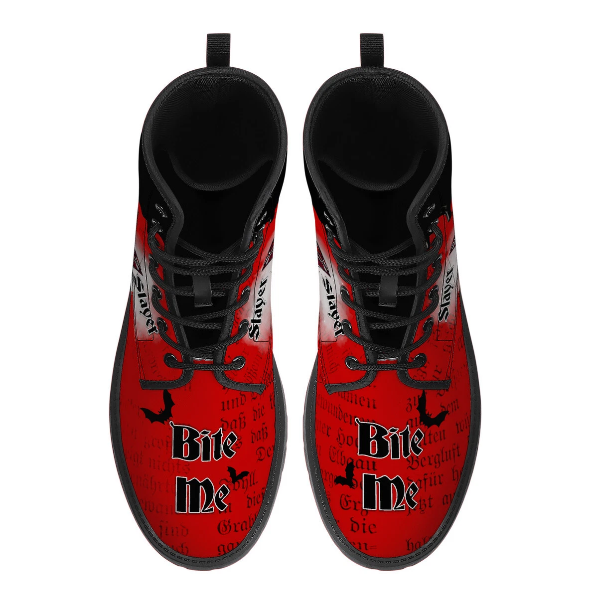 Bite Me Halloween Bat Canvas Boots Winter Gothic Flat Shoes