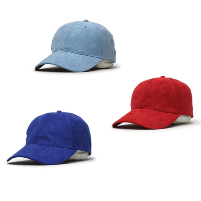 Trendy Apparel Shop Plain Faux Suede Leather Baseball Cap - Grey, Adjustable, Structured Fit - View #5