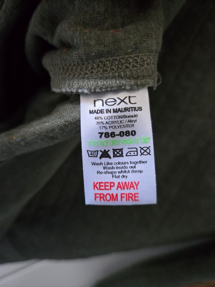 Mens NEXT Jumper, Medium, Green With Brown Patches, Never Worn, New