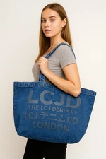 Unisex LCJ Denim Tote Bag Indigo Washed Denim