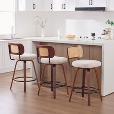 26" Swivel Walnut Counter Height Bar Stools Set of 3 Barstool for Kitchen Island