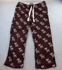 Abercrombie Fitch Lounge Pants Mens XL Red Moose Print Cotton Pajama Sleepwear