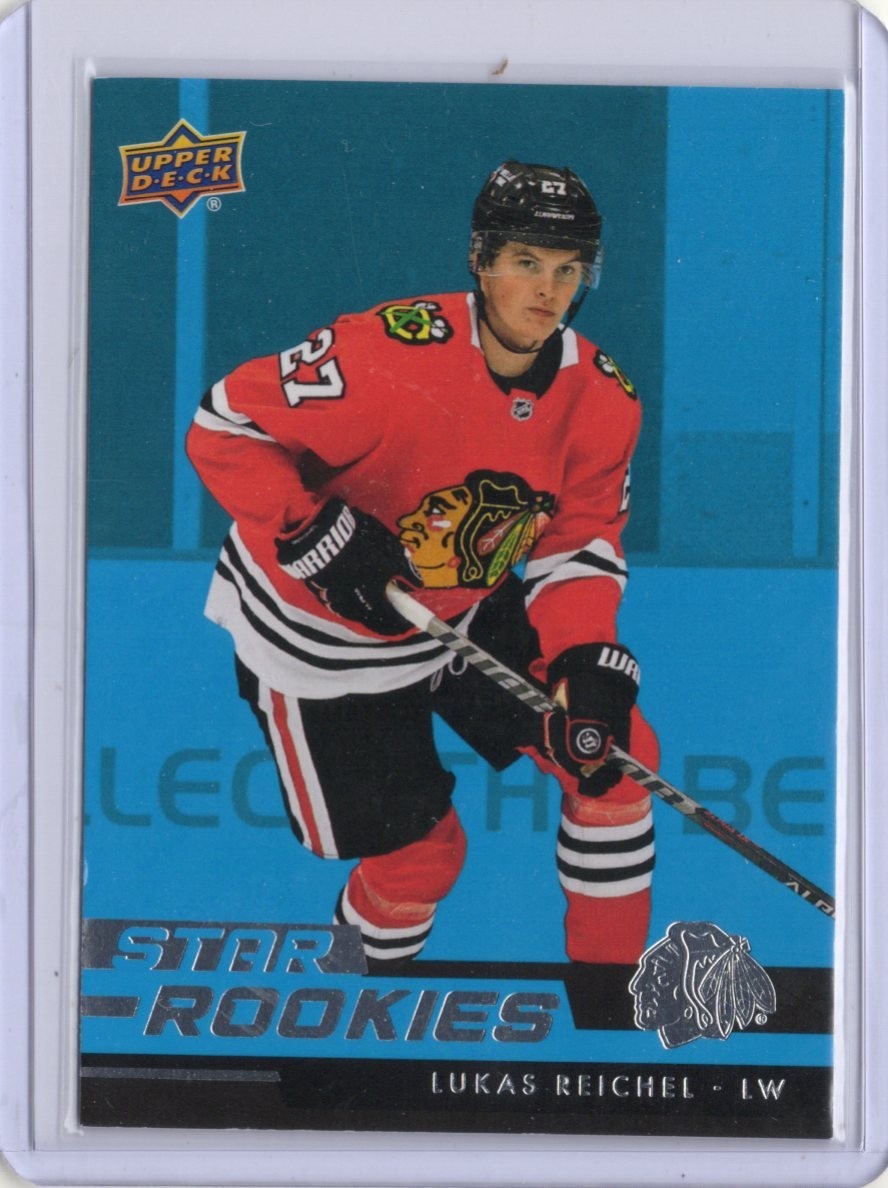 2022-23 Upper Deck NHL Star Rookie - Lukas Reichel #9 Blue (RC) Blackhawks Fire!