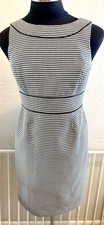 Tahari Arthur Levine Dress Womens 12 Black Houndstooth Sheath Sleeveless Lined