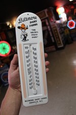 RARE 1950s BILTMORE DAIRY ASHVILLE NORTH CAROLINA DEALER METAL THERMOMETER SIGN