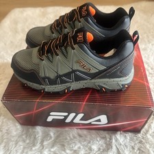 New FILA Kids AT PEAKE 24 Trail Shoes Size 3 Gray Black Orange Sneakers NWT