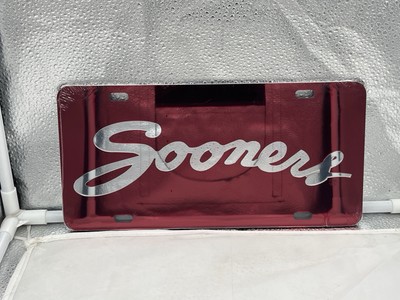 Oklahoma Sooners NCAA Red Mirrored Laser Cut License Plate Craftique