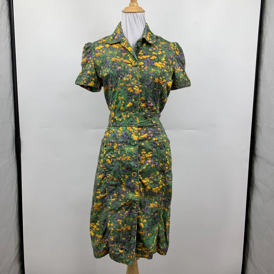 Vestido Paul Smith Mujer S Pequeño Jardín Botón Frontal Manga Abullonada Bolsillo Funda Foto 2 de 4