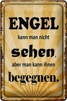 Schild Blech 20X30Cm - Made In Germany - Spruch Engel Kann Man Nicht Sehen Metal