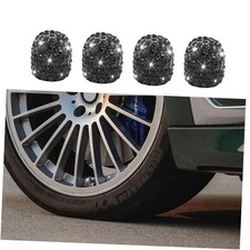 4PCS Tire Valve Caps, Valve Stem Caps, Handmade Crystal Rhinestone Glossy black