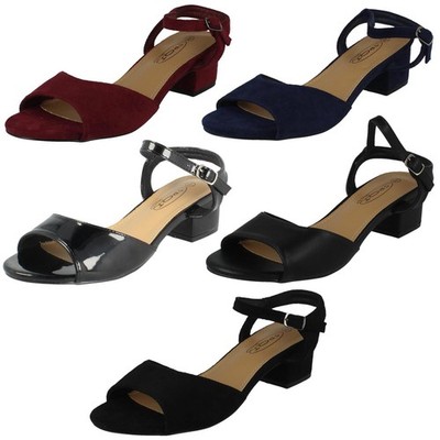 Damen Spot On 5 cm Blockabsatz offene Zehenpartie Sommer/Abend Sandalen Absatz - F1R2060