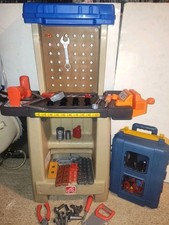 Vintage Step2 Kid Toy Tool Bench Lot Workbench Tools Rolling Toolbox Accessories