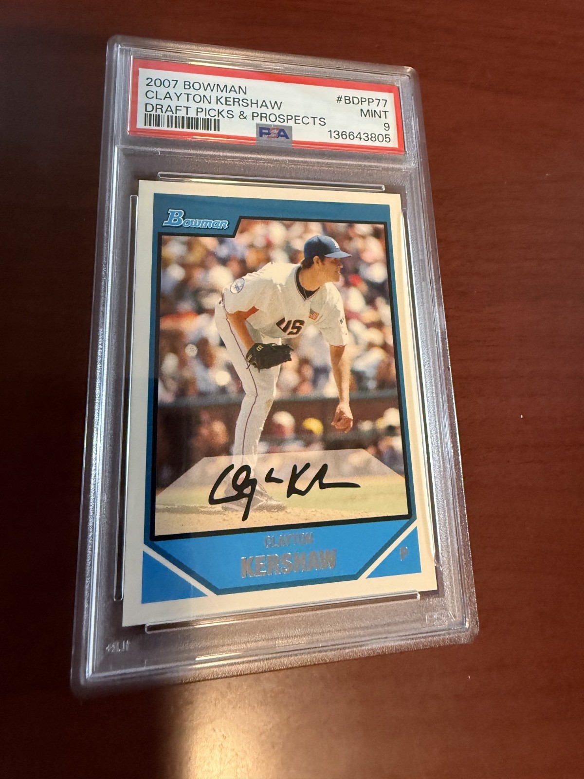 2007 Bowman Draft Picks & Prospects #BDPP77 Clayton Kershaw Rookie Card. PSA 9