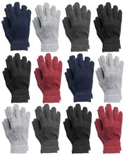 Yacht Smith 12 Pairs Women's Winter Gloves, Magic Stretch Solid Assorted - E